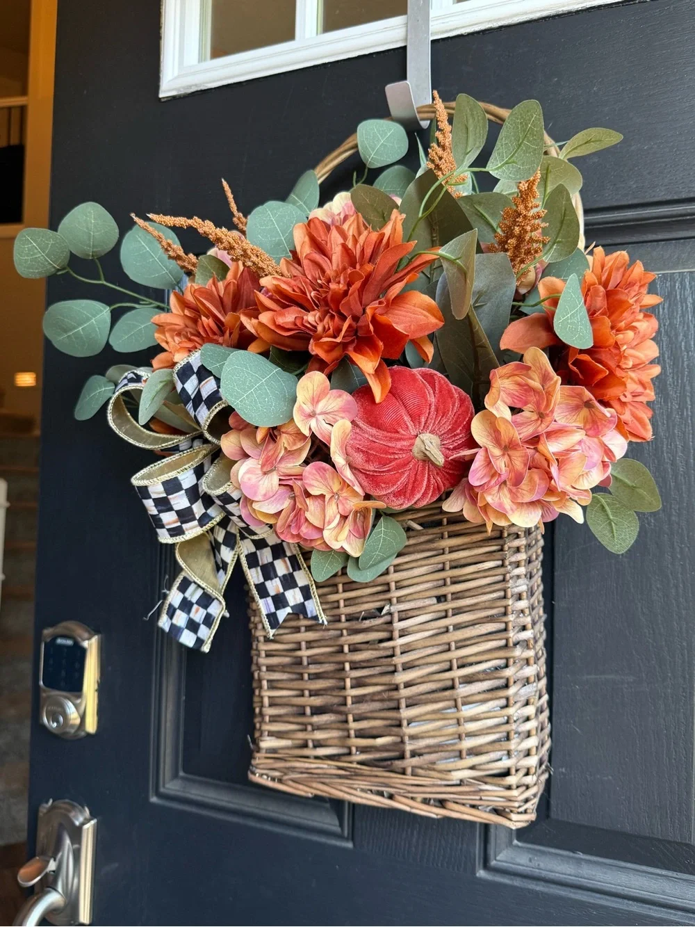 MacKenzie-Childs inspired Orange and Green Fall Floral Door Basket